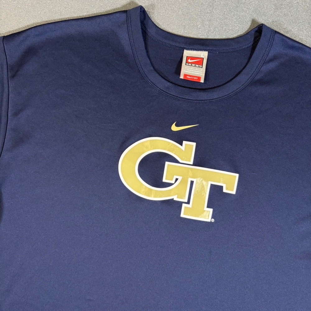 VTG Nike Team Georgia Tech Yellow Jackets Big‎ Logo Performance Tee 100% Poly